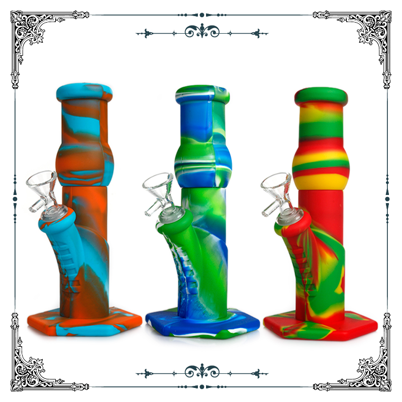 

Hot Sale silicone Bong Smoking Wate pipe Hookah 100% food grade Silicone Bongs Water pipes with Glass Bowls Free shipping