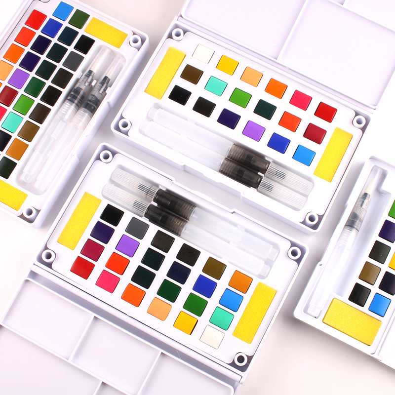 

High Quality Solid Pigment Watercolor Paints Set With Water Color Portable Brush Pen For Professional Painting Art Supplies
