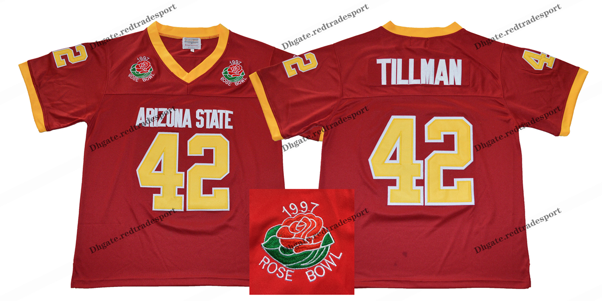

1997 Rose Bowl Arizona State Sun Devis (ASU) Pat Tillman 42 College Football Jerseys Vintage Pat Tillman Maroon Stitched Shirts, Wine red