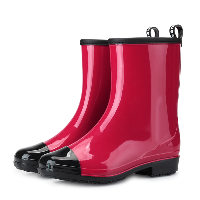 

Lady New Women PVC Fur Warm Rain Boots Solid Short Tube Low Heel Female Shoes Adult Waterproof Jelly Rubber Boots sdf45, Apricot