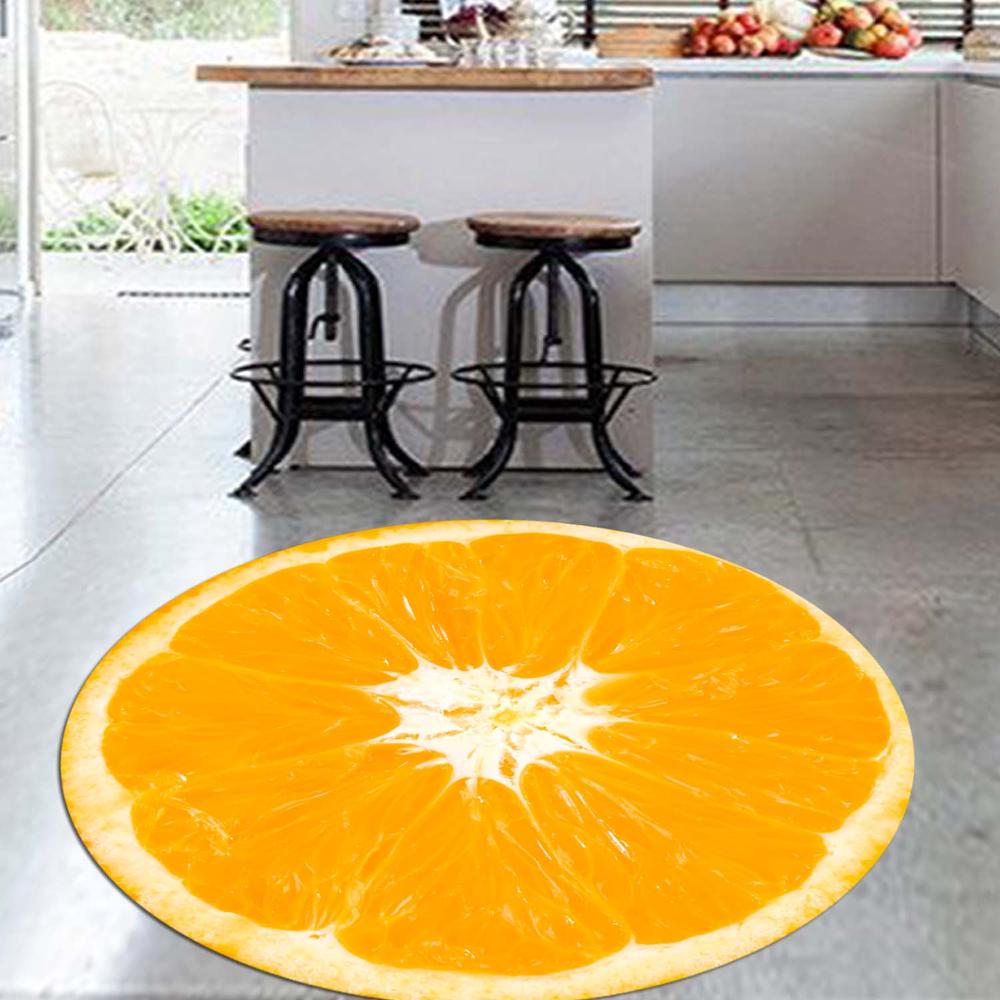 

Else Slice of Orange Fresh Fruits 3d Pattern Print Anti Slip Back Round Kitchen Carpets Area Rug For Living Rooms, As pic