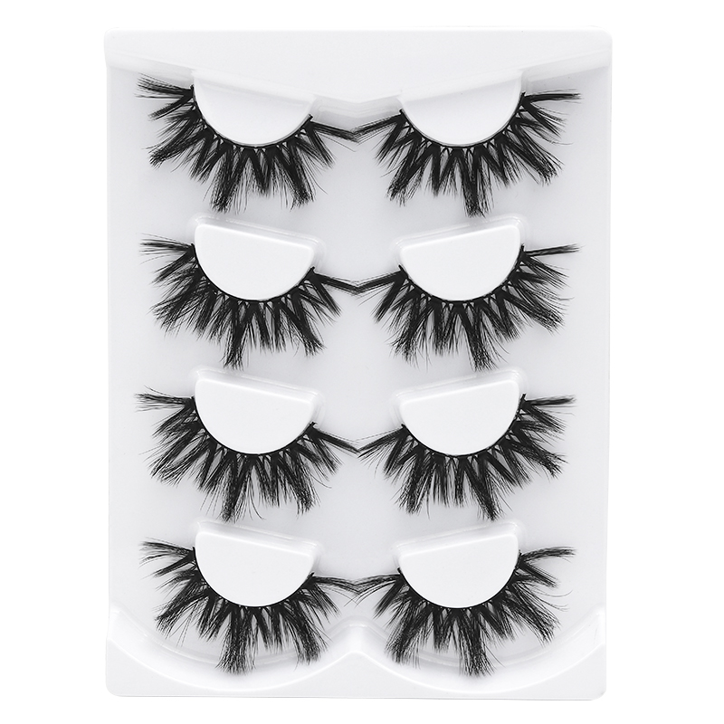 

4Pairs Faux Mink Eyelashes 15~20mm Natural Extension Long Lasting Thicking Handmade Silk Charming Eyelashes Makeup False Lashes