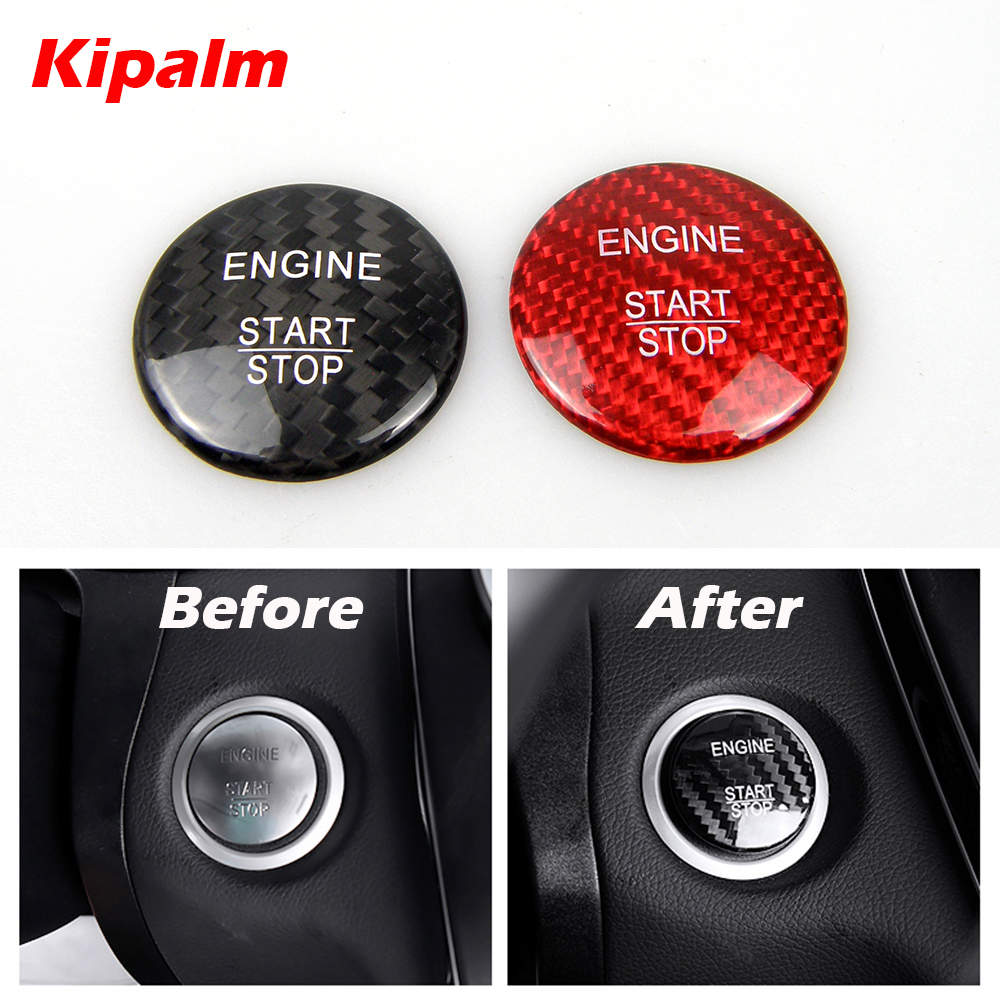 

Kipalm Real Carbon Fiber Engine Start Button Cover Stickers Decor for Mercedes Benz Class C W205 GLA GLC B200 Red Black Car Styling