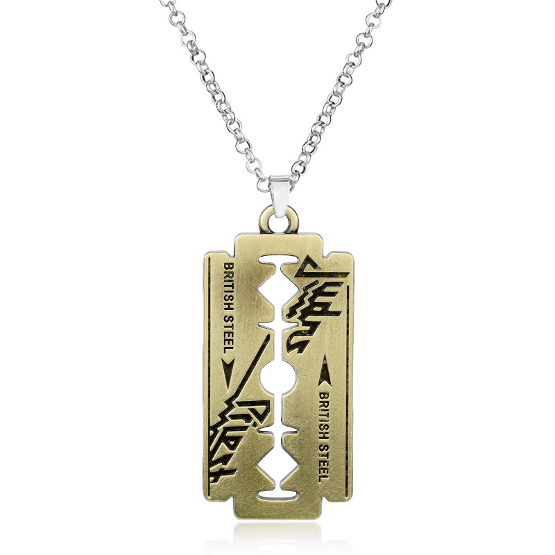 

Band Judas Priest Necklace Razor Blade Shape Pendant Fashion Link Chain Necklaces Friendship Gift Jewelry Accessories