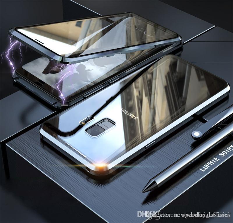 

Front+Back Glass Magnetic Metal Back Cover For iPhone 11 pro 8 7 6S X Xr Xs Max Plus Samsung S8 S9 S10 5G Plus S10E Note 9 8 phone case