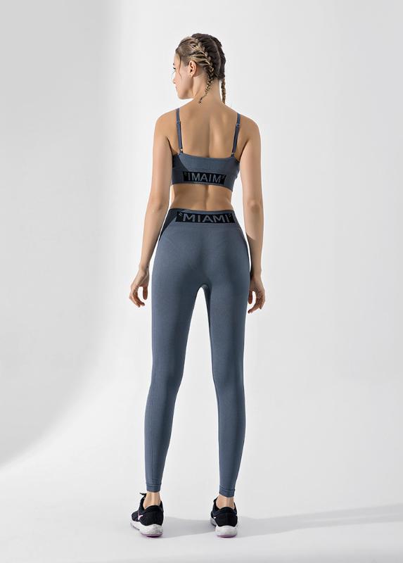 

Women Letter Yoga Set Fitness Clothing Sportswear High Waist Women Gym Leggings Tights Padded Sports Bra 2 Pcs Sports Suit, Black set