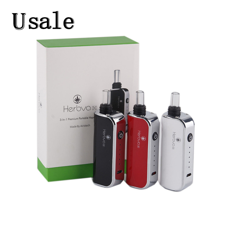 

Airis Herbva X 3 in 1 Kit Built-in 1000mah Battery Herb Wax Thick Oil Vaporizer 5 Temperature Settings Ceramic Chamber Device 100% Original, White