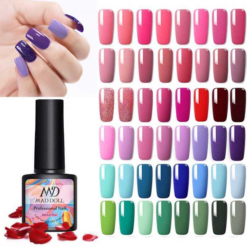 

MAD DOLL Pure Colors UV Gel Polish Semi-permanent Soak Off UV Gel Varnish Long-lasting Polish for Nail Art LED, B17