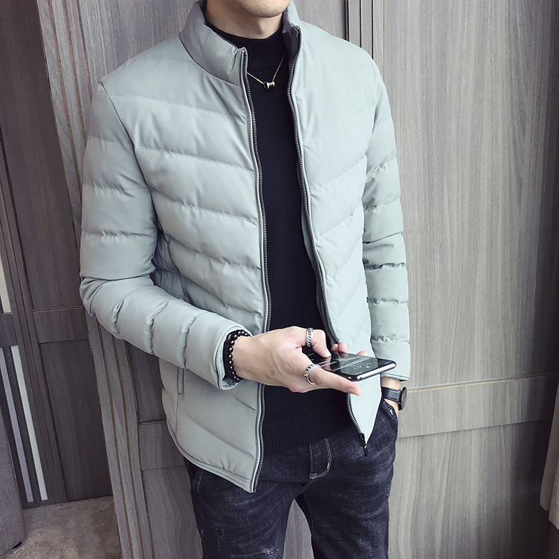 

2019 New Style Winter MEN'S Outerwear Thick Warm Cotton-padded Clothes Slim Fit Leather Cotton-padded Clothes Stylish Handsome, Black