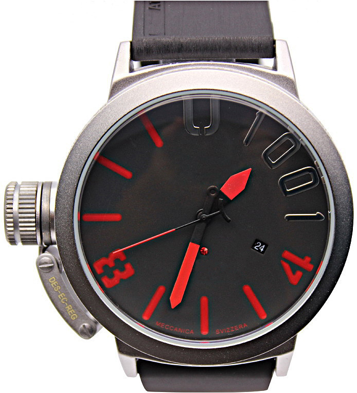 

2019 Black Case Mens watch Sports Big Boat Silver Black Rubber Automatic Mechanical Left Hand U designer male watches wristwatches #980