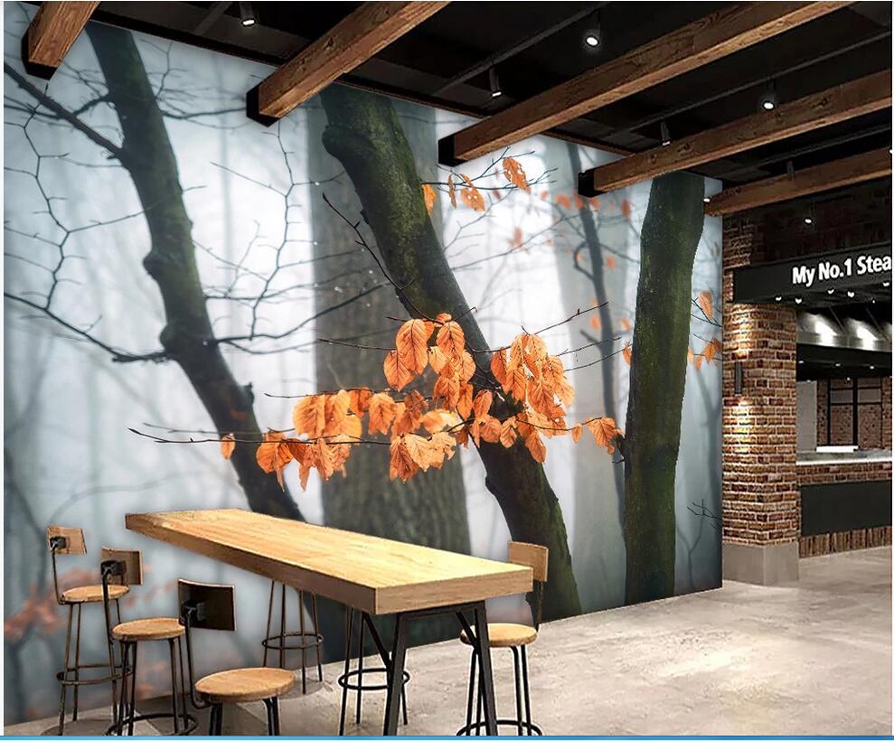 

3d room wallpaper custom photo mural Nordic beautiful autumn misty forest tooling TV background wall painting wallpaper for walls 3 d, Non-woven fabric