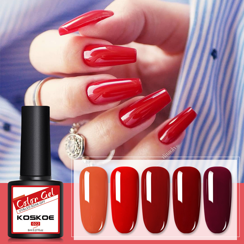 

KOSKOE 120 Colors Nail UV Gel Brown Blue Red Pink Green Yellow Nail Glitter Holographics Soak Off UV Art Gel Varnish, 27