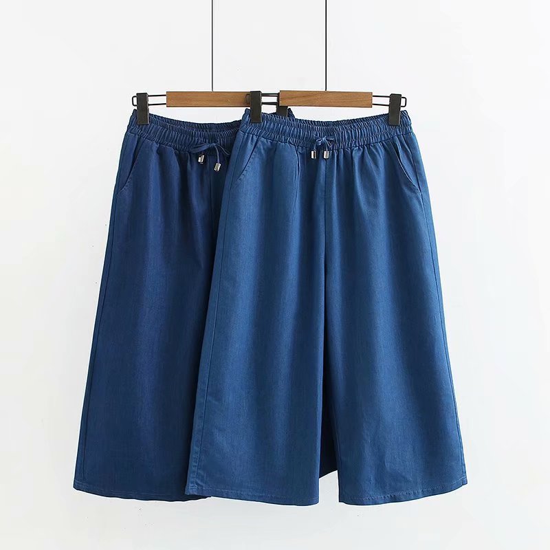 

2019 Plus Size Casual Wide Leg Jeans Summer Women Clothing Fashion Loose Denim Calf-length Pants G6-A02, Light blue