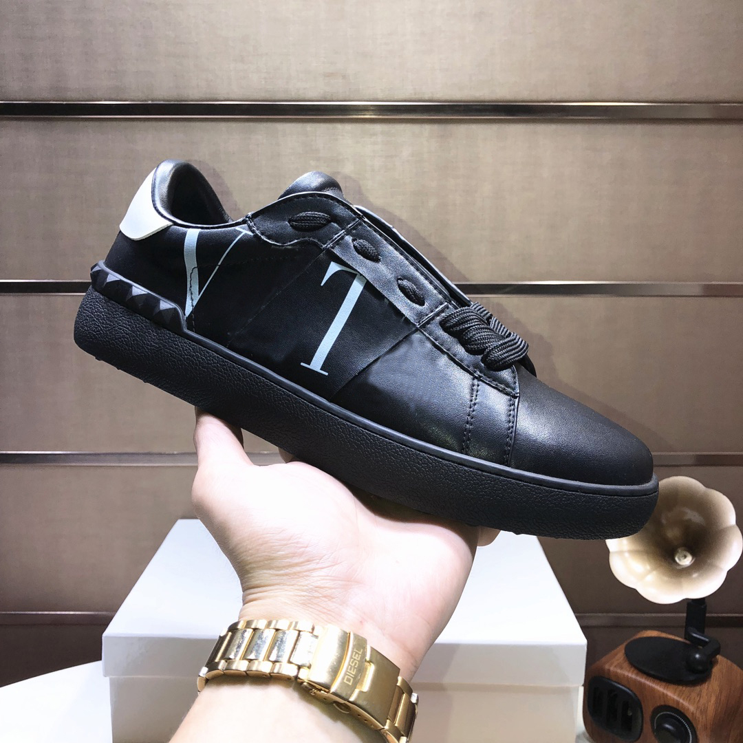 

Name Branded Paris Designs Lace-up Casual Shoes Vintage Studded Spike Sneakers Low Cut Luxury Party Wedding Trainers leather Canvas Sneaker, Black
