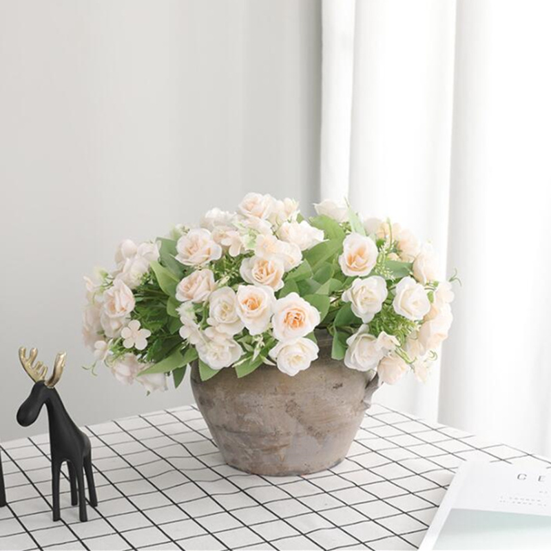 

Small Artificial flowers Happy roses silk flores for home table wedding decoration fake flowers fleur artificielle 10 heads, Pink