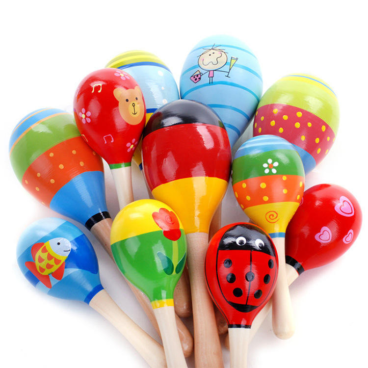 Baby Musical Instruments Toys Cute Wooden Rattle Orff Instruments Educational Toy Sand Hummer Shaker Party Children Gifts-image-467654370