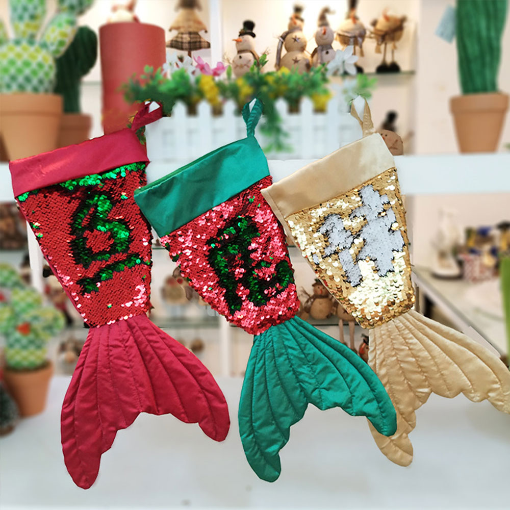 

Christmas Stocking Delicate Fireplace Fishtail Ornaments Allochroic Large