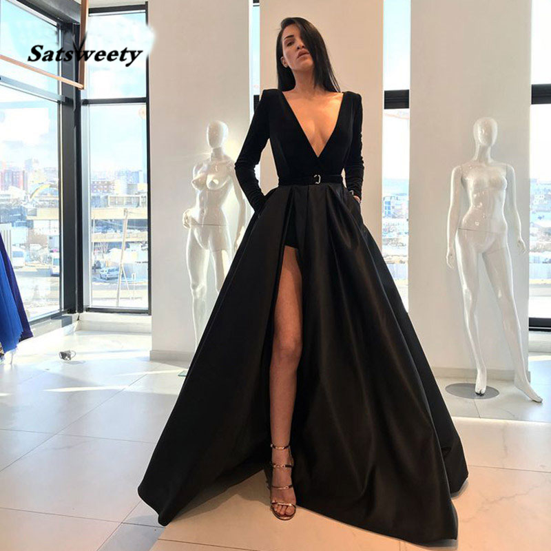 

New arrival prom party evening dresses vestido de noiva sereia gown satin robe de soiree elegant frock sexy side slit velour, Dark red