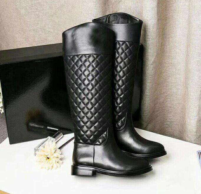 

Hot Sale- winter Knight boots Classic Diamond lattice Luxury Lambskin fashion brand Sexy Genuine Leather elastic comfort boots, Black
