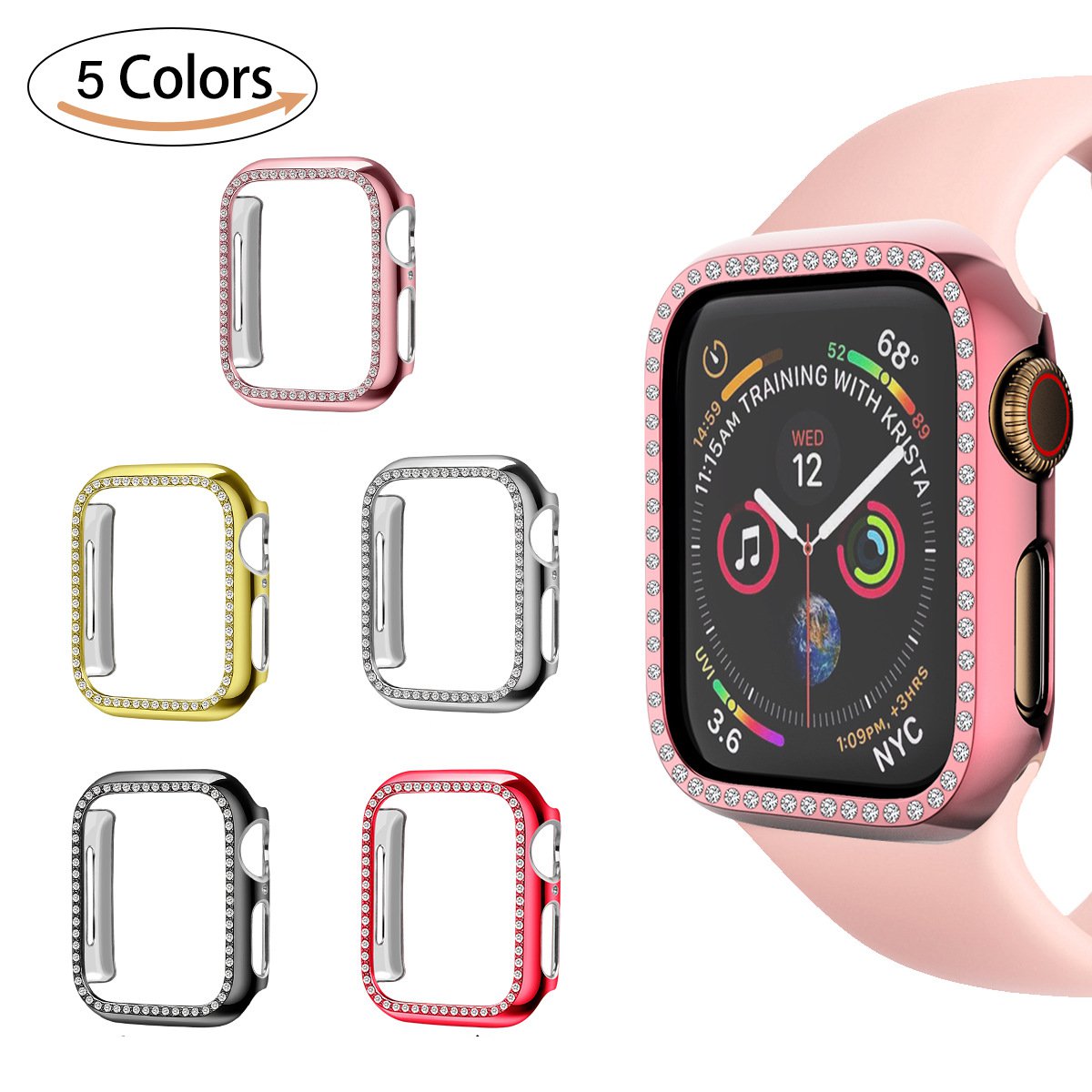 

Premium Luxury Skin Shell For Apple Watch 4 5 44mm 40mm Series 1 2 3 38mm 42mm For iWatch Diamond Protective Case