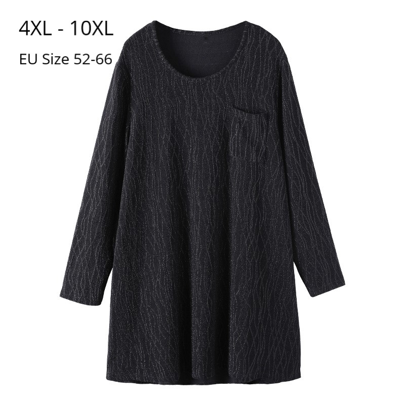 

Plus Size 10XL 8XL 6XL  Women Autumn Long Sleeve T Shirts Crew Neck Shinny Trendy Clothes For Women Femme Basic Tee Shirts, Black