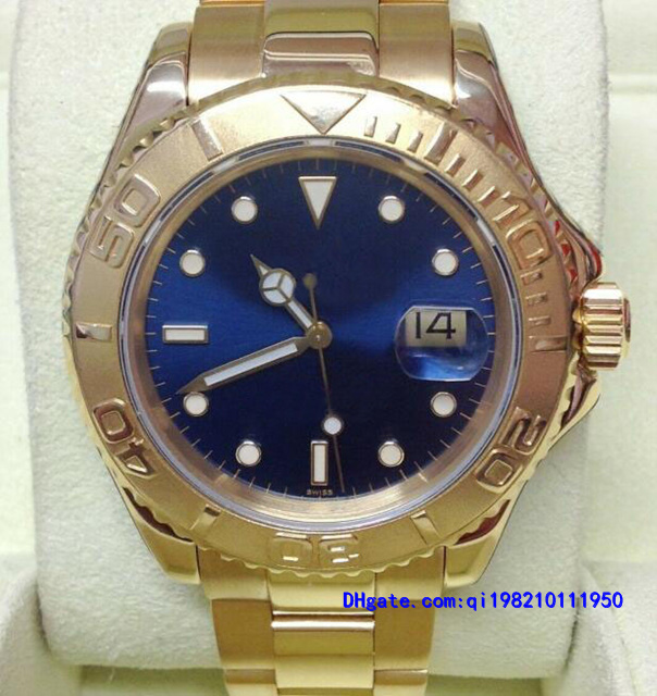 

Original box certificate Mens watches 16628 40mm blue dial Yellow Gold Asia 2813 movement automatic, Slivery;brown