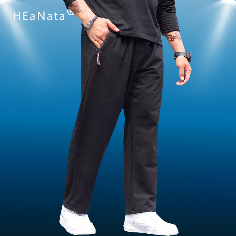 

Men Plus Size Sport Pants 7XL Solid Baggy Loose Elastic Pants Sweatpants Zipper Trousers Large Big Plus Size Gym Running, Black