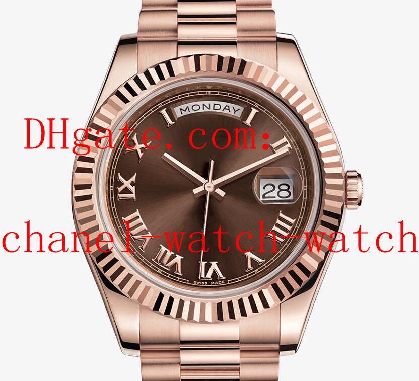 

4 Style Topselling 41mm Men's Day-Date II President Watch 18 Rose gold 218235 218206 Roman Dial Mens Automatic Mechanical Watch, Black
