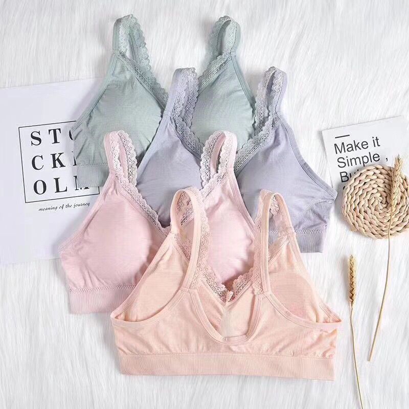 

Women Bras Sexy Seamless Solid Color Push Up Lace Underwear Beauty Back Breathable Anti-light Bralets, Green