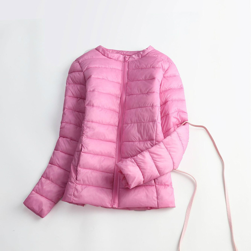 

New Autumn Spring Women Jacket Short Coat Outwear Female O-Neck Zip-Up Coat Cotton Padded Warm Jacket Outwear, Black