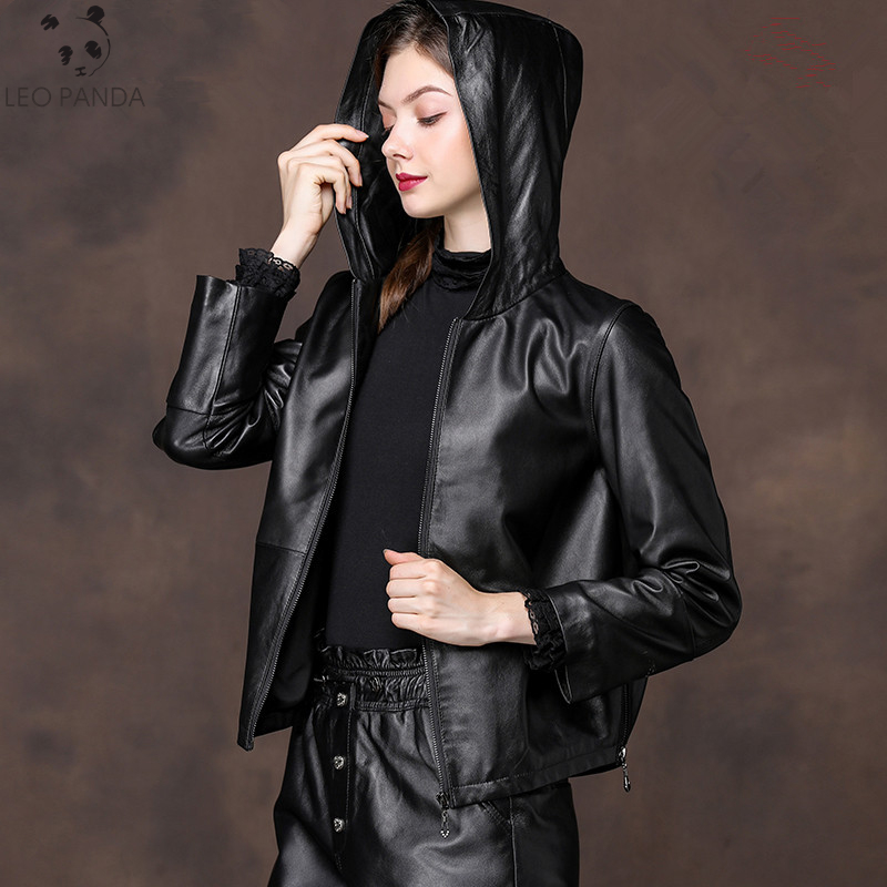 

100% Real Sheepskin Coat Female Genuine Leather Jacket Autumn Winter Jacket Women Korean Baseball Jackets Plus Size Clothing, Black-thick
