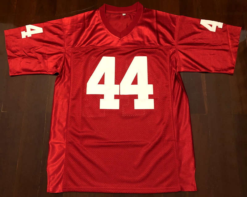 

Shipping From US Forrest Gump #44 Tom Hanks Alabama Men Movie Football Jersey All Stitched Red -3XL High Quality