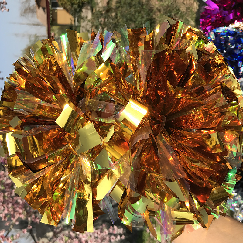 

Thick Don't Fade 1Piece Cheerleader Pom pom Metallic Plastic 6"*1000*3/4" Cosplay Poms 150G HandMade Pick Color