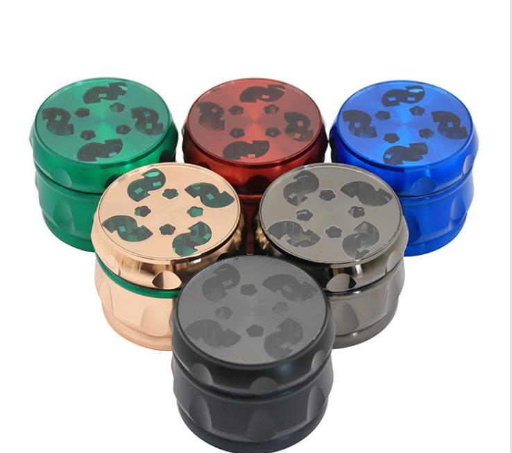 

New Type of Four-Layer Zinc Alloy Drum Type Window-Opening Smoke Grinder 63mm Multicolor Portable Metal Smoke Crusher Wholesale