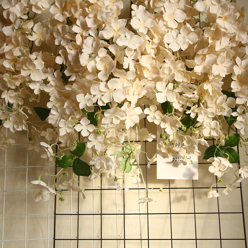

Hydrangea long branch flower vine for wedding arch celing decor party flower wall diy decorations wreath flores artificiales, Pink