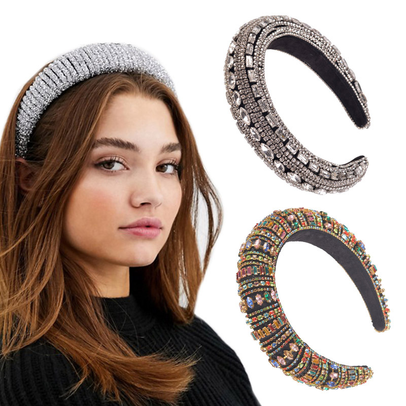 

Full Crystal Sponge Headband Hairbands for Women Beaded Head Hoop Fashion Bezel Ladies High Quality Hair Accessories