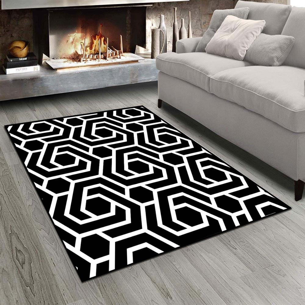 

Else Black White Mixed Lines Authentic Morrocan 3d Print Non Slip Microfiber Living Room Modern Carpet Washable Area Rug Mat, As pic