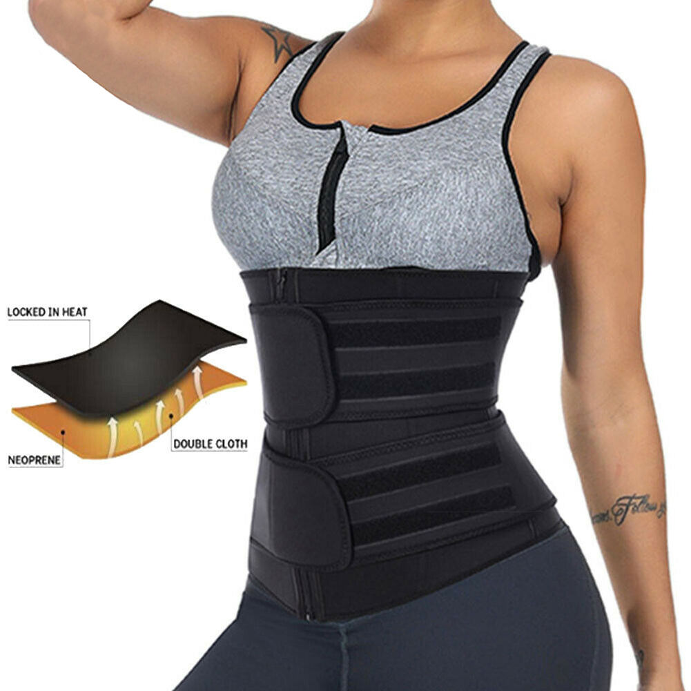  2020 Hot Sweat Waist Trainer Slimmer Trimmer Zip Belt Body Shaper Workout Solid Belts Plus Size Y200501  