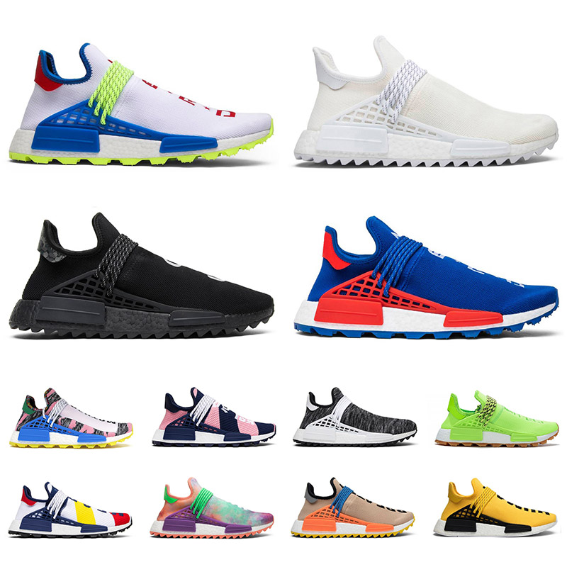 

Fashion Designer Sneakers Pharrell Williams Human Race Running Shoes For Men Women Nerd Black Blank Canvas Yellow Kids BBC Mens Trainers, Item 27 36-47 grey