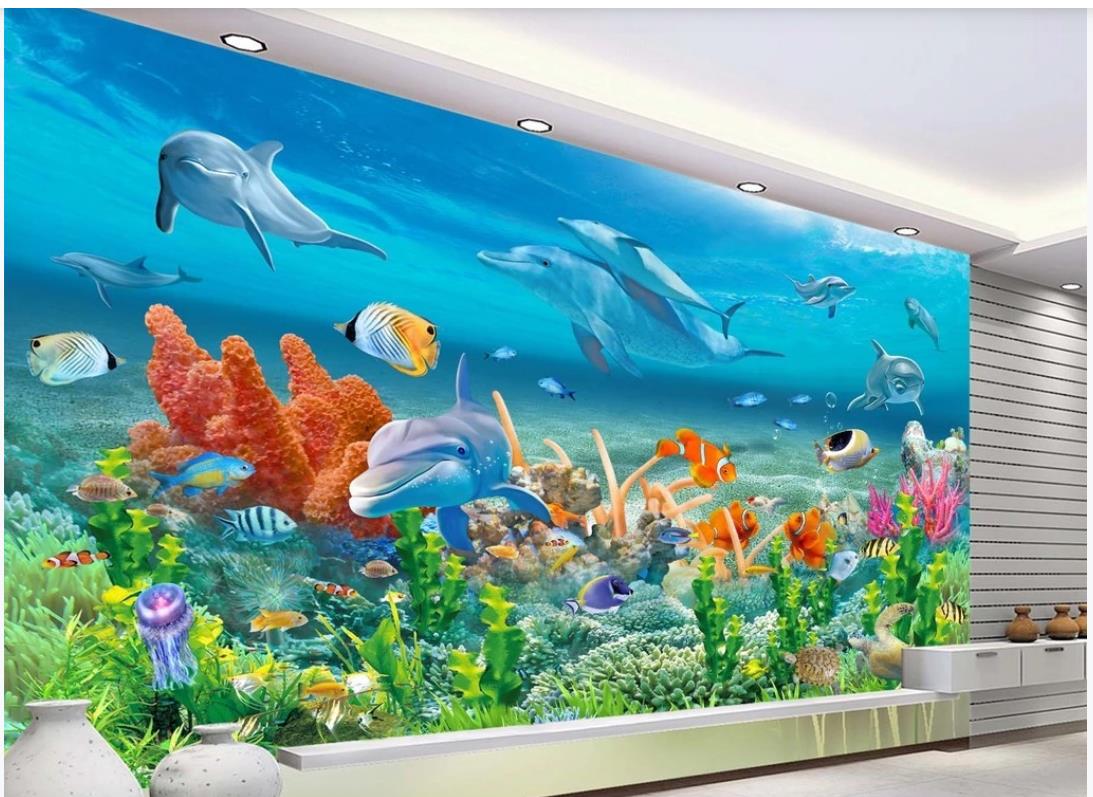 

blue ocean 3d wallpapers beautiful scenery wallpapers Underwater world 3D fantasy children's room living room TV background wall