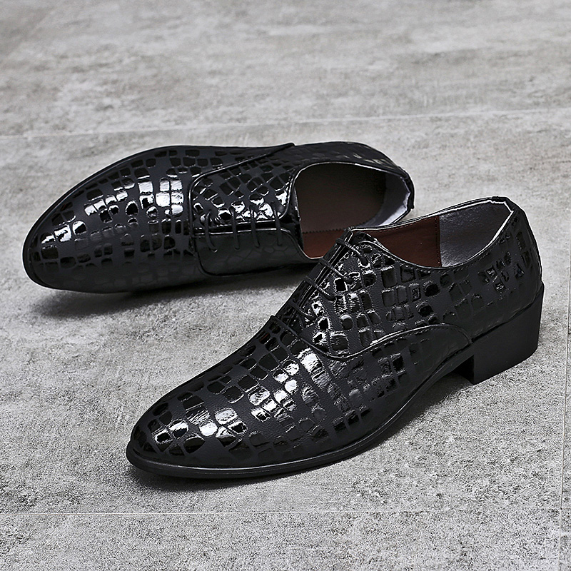 

Luxury Business Oxford Leather Shoes Men Breathable Rubber Formal Dress Shoes Male Office Flats Footwear, Black