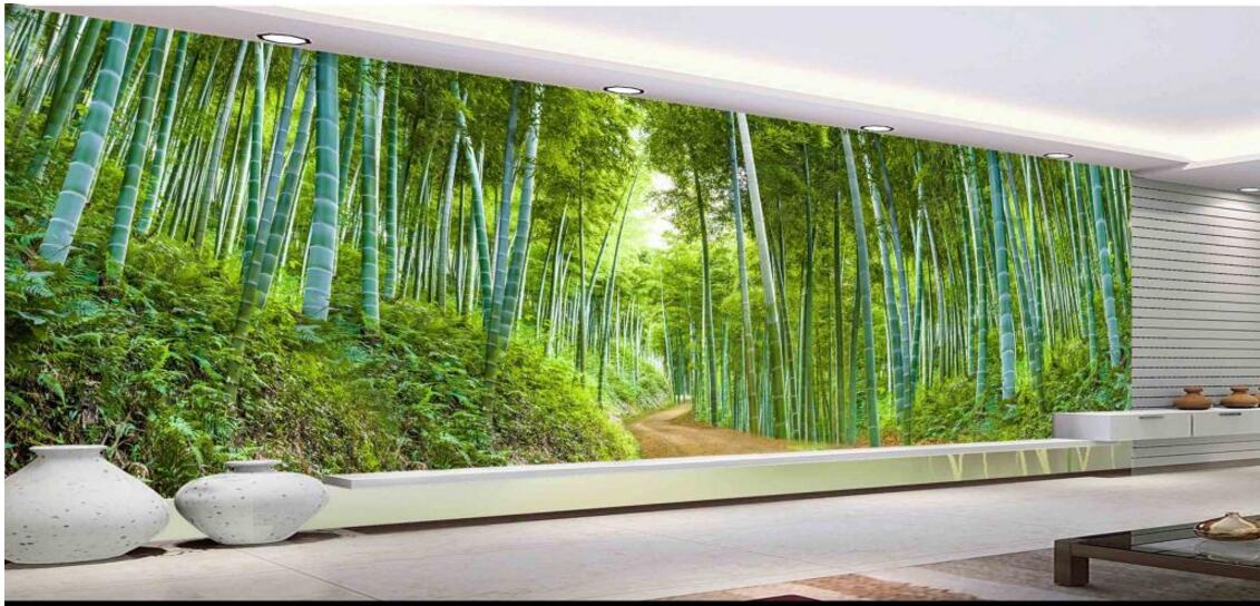

WDBH 3d wallpaper custom photo Large bamboo forest trail scenery living room home decor 3d wall murals wallpaper for walls 3 d living ro, Non-woven