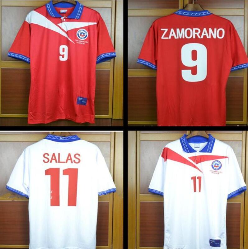 

RETRO Chile 9 ZAMORANO 11 SALASSoccer Jersey 1996 1997 1998 home red football Shirt Vintage Classic antique Collection 96 97 98 CALCIO, Men