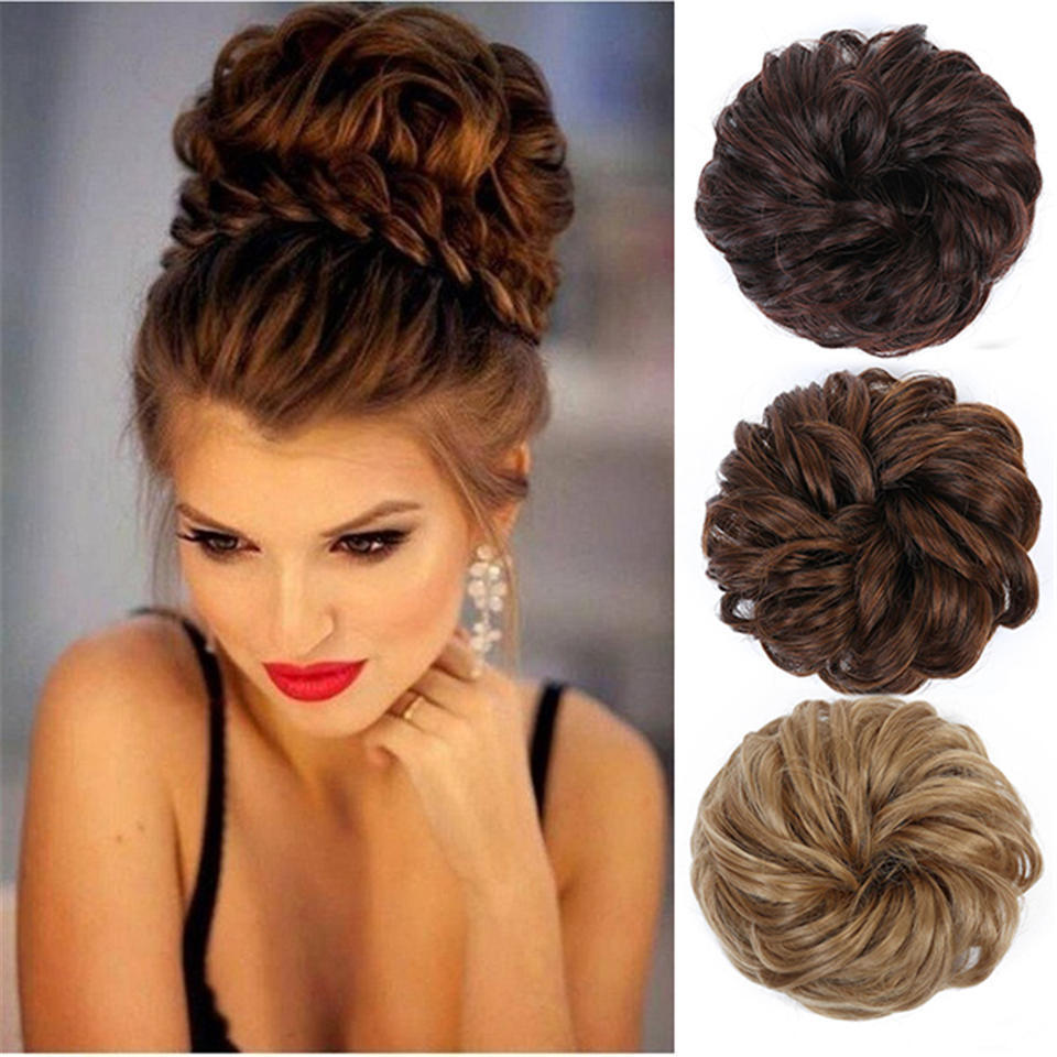2 Piece Synthetic Hair Bun Elastic Donut Hair Bag High
