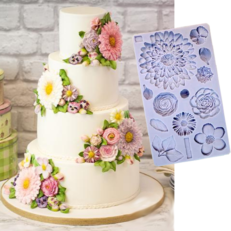 Rose Silicone Icing Mould Baking Chocolate Cake Topping Sugar Craft DIY FI Rose Silicone Icing Mould Baking Chocolate Cake Topping Sugar Craft DIY FI