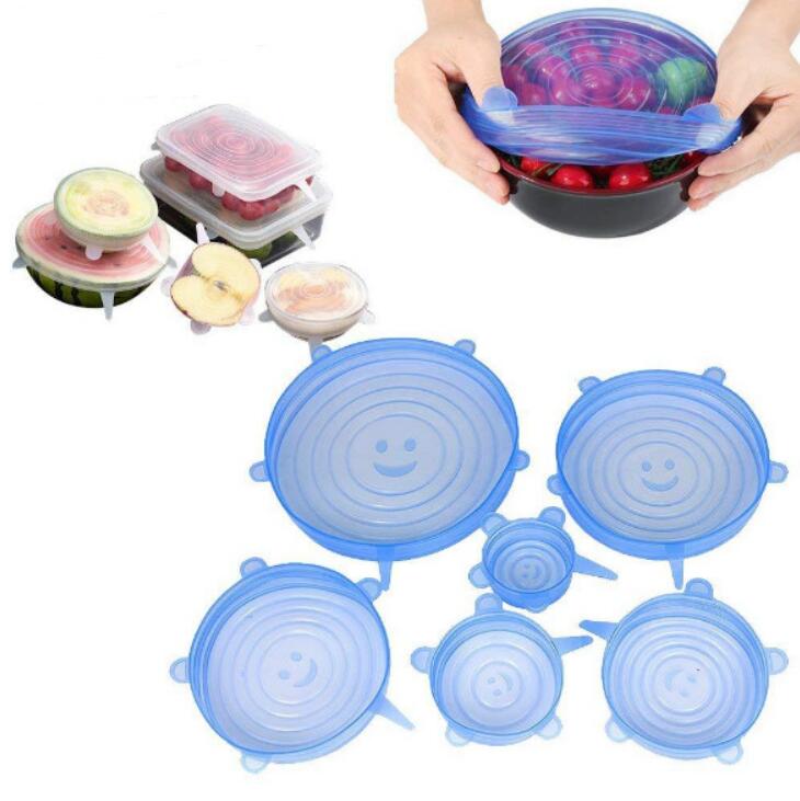 

6pcs/set reusable silicon stretch lids universal lid silicone food wrap bowl pot lid silicone cover pan cooking kitchen stoppers LX1243