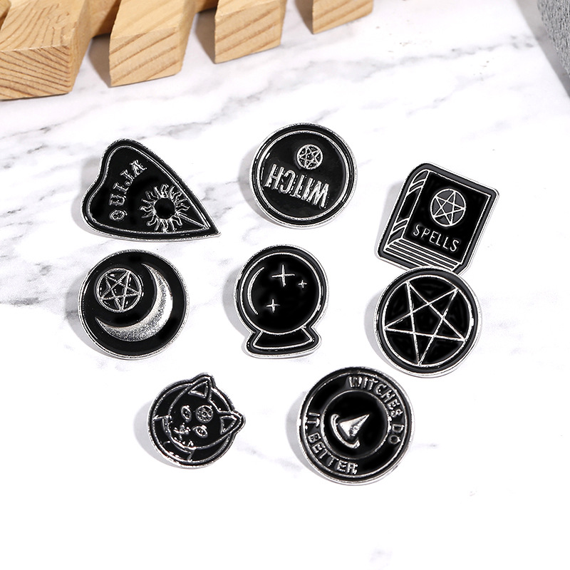 

Pentagram Witch Ouija Spells Black Moon Enamel Pin Brooch Badges for Clothes Bags Backpacks Jewelry Fashion Pins Cute Lapel Pins Gift