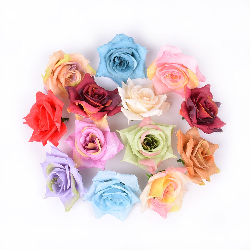 

20pcs Artificial Silk Rose Head Mini Gradient Orchid Artificial Flower Wall for Wedding Home Decor DIY Wreath Craft Flower Head, B12
