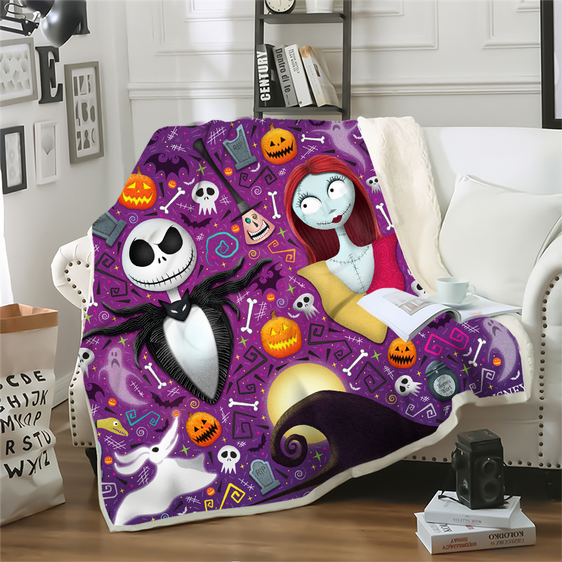 Jack Skellington 3D Print Double Layer Blanket The Nightmare Before Blanket Sofa Travel Throw Blankets Teens Bedding Plush Quilt-image-516949400