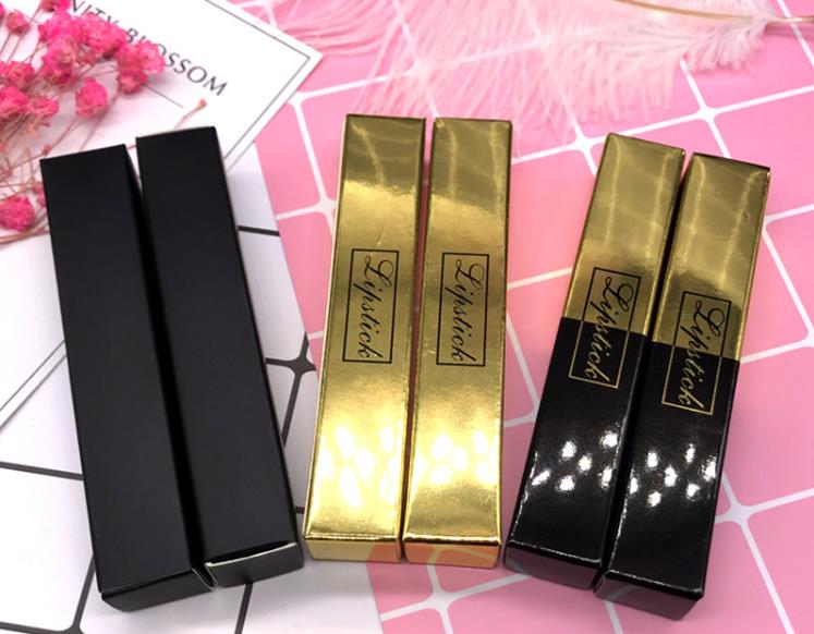 

50/100pcs 18*18*102mm Cosmetic Gold Packing Box for Lipstick Tube Black Empty Paper Packing Boxes for Lipgloss Tube Accessories